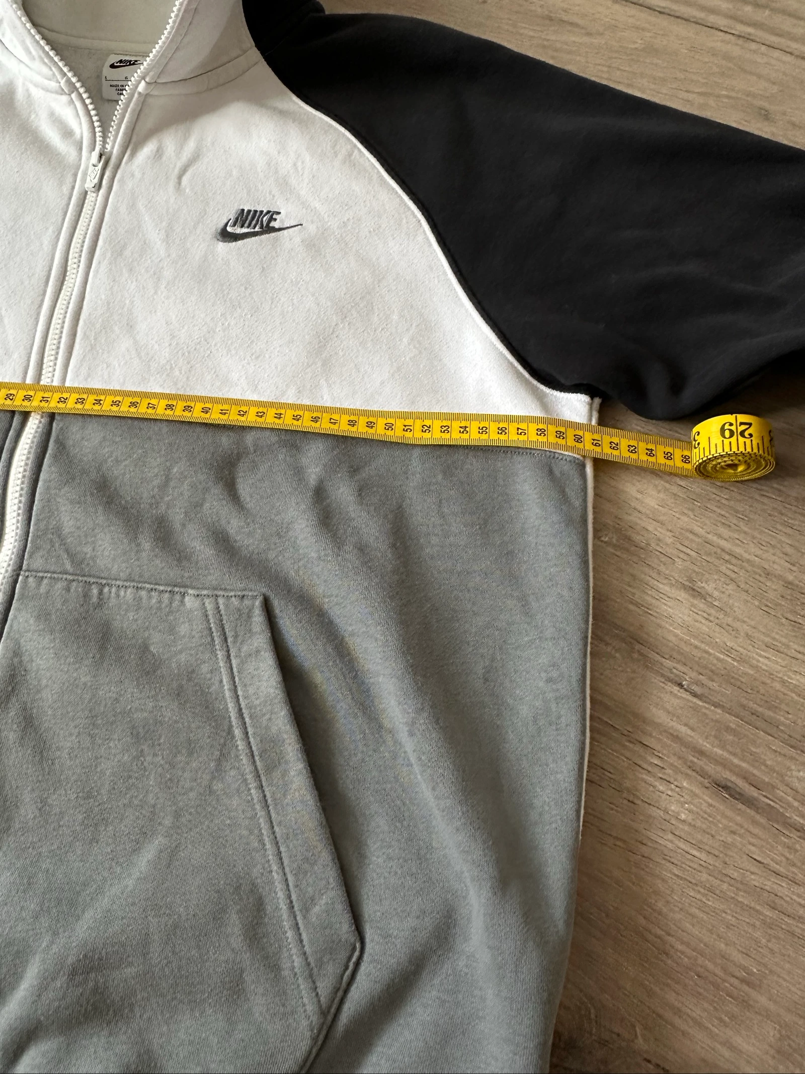 Nike Moletom com Zíper Cinza Branco Preto Tamanho G Original – photo 7